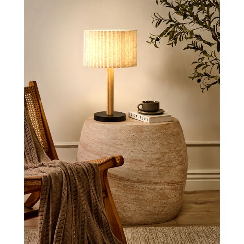 Lampe à Poser Belessa Lin Beige Clair