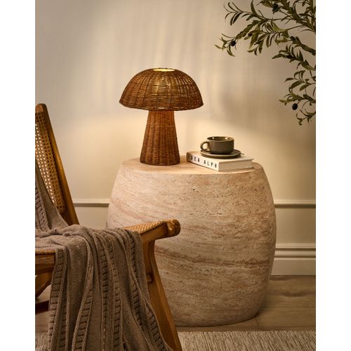 Lampe à Poser Champignon Alero Rotin Naturel