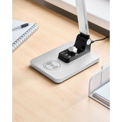 Lampe De Bureau LED Enif Avec Chargeur Sans Fil Argenté