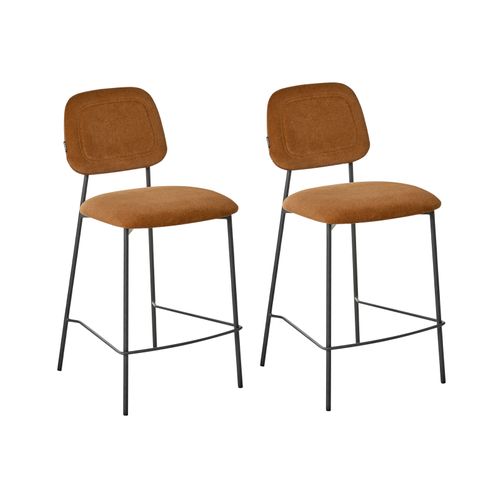 Lot De 2 Chaises De Bar Duette Velours Marron Doré