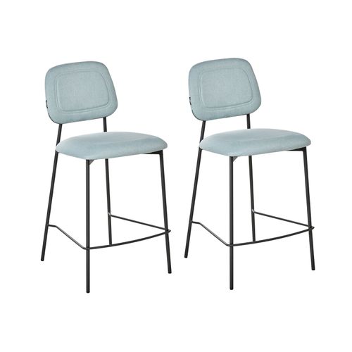 Lot De 2 Chaises De Bar Duette Tissu Bleu Clair