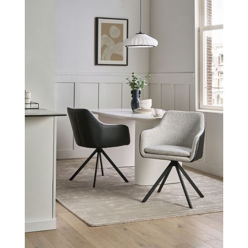 Lot De 2 Chaises De Salle à Manger Lithia Tissu Noir/blanc