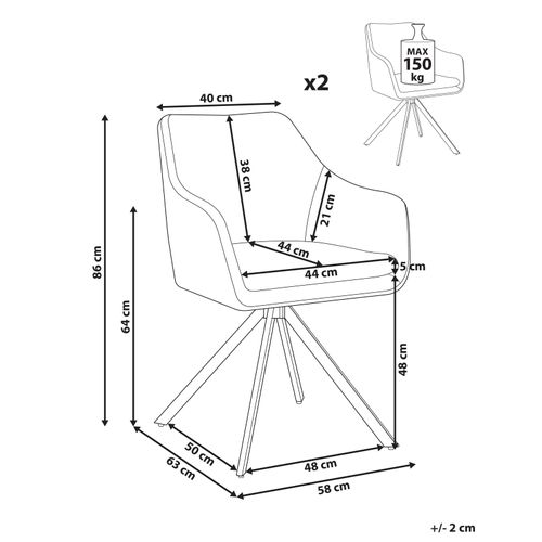 Lot De 2 Chaises De Salle à Manger Lithia Tissu Noir/blanc
