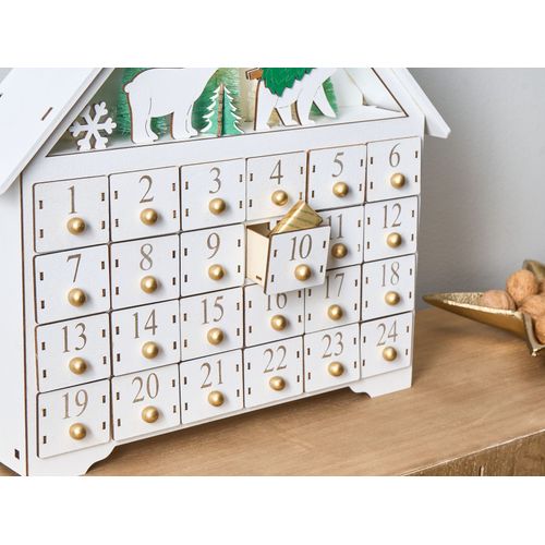 Décoration De Noël LED Mjosa Calendrier De L'avent 33 Cm Blanc