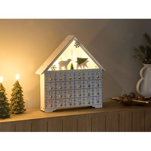 Décoration De Noël LED Mjosa Calendrier De L'avent 33 Cm Blanc