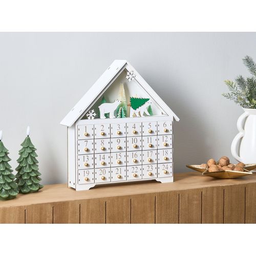 Décoration De Noël LED Mjosa Calendrier De L'avent 33 Cm Blanc
