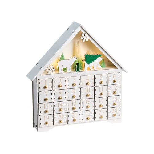 Décoration De Noël LED Mjosa Calendrier De L'avent 33 Cm Blanc