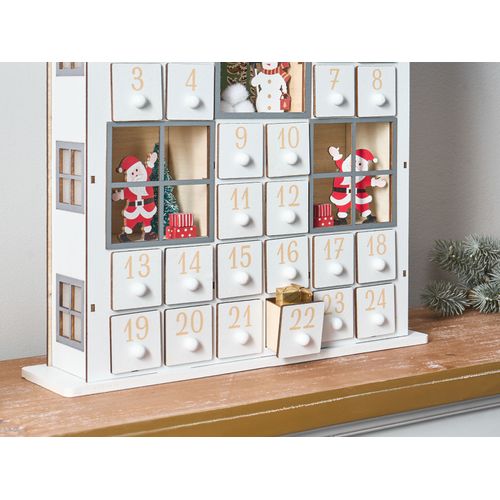 Décoration De Noël LED Femund Calendrier De L'avent 40 Cm Blanc