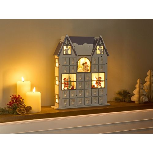 Décoration De Noël LED Femund Calendrier De L'avent 40 Cm Blanc