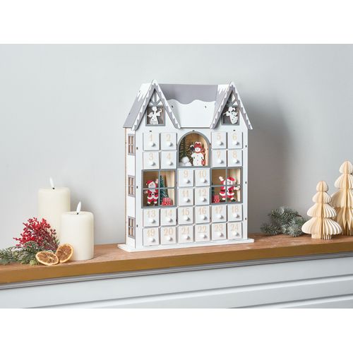 Décoration De Noël LED Femund Calendrier De L'avent 40 Cm Blanc