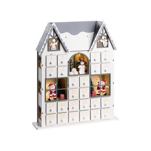 Décoration De Noël LED Femund Calendrier De L'avent 40 Cm Blanc