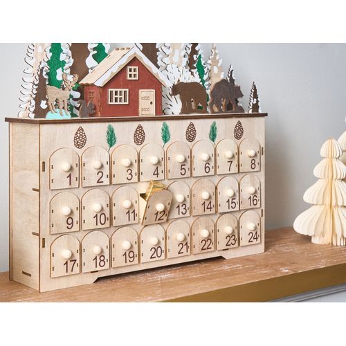 Décoration De Noël LED Helin Calendrier De L'avent 33 Cm Marron Clair