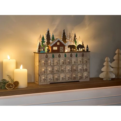Décoration De Noël LED Helin Calendrier De L'avent 33 Cm Marron Clair