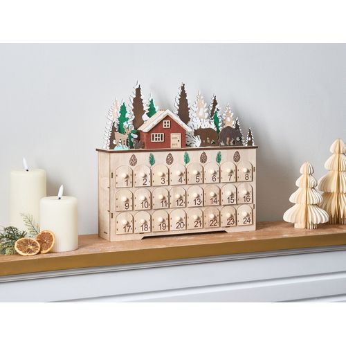 Décoration De Noël LED Helin Calendrier De L'avent 33 Cm Marron Clair