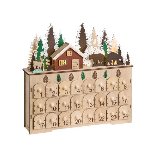 Décoration De Noël LED Helin Calendrier De L'avent 33 Cm Marron Clair