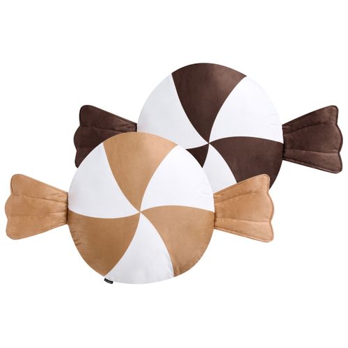 Lot De 2 Coussins Décoratifs Whirl Candy Tissu 60 X 60 Cm Marron/blanc Motif De Noël