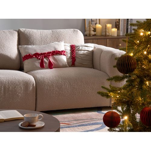 Lot De 2 Coussins Décoratifs Belle Velours 50 X 30 Cm Taupe Motif De Noël