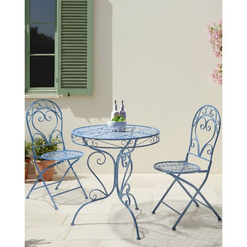 Lot De 2 Chaises De Jardin Albinia Métal Bleu