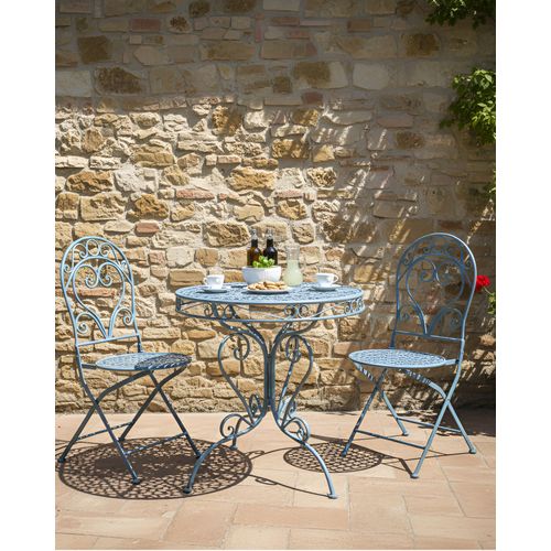 Lot De 2 Chaises De Jardin Albinia Métal Bleu