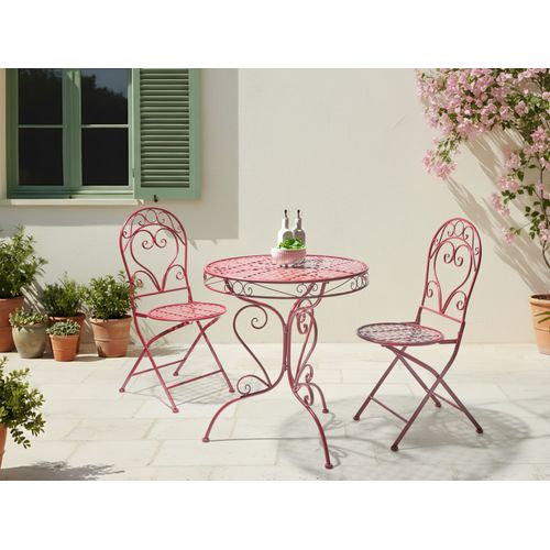 Table Bistrot Albinia 70 Cm 70 Cm Métal Rouge Bordeaux
