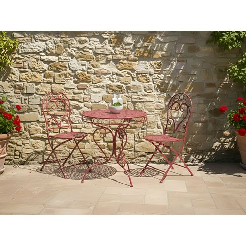 Table Bistrot Albinia 70 Cm 70 Cm Métal Rouge Bordeaux