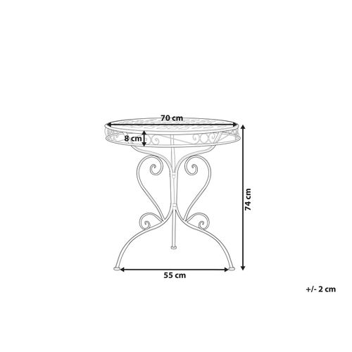 Table Bistrot Albinia 70 Cm 70 Cm Métal Rouge Bordeaux