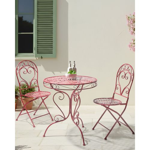 Lot De 2 Chaises De Jardin Albinia Métal Rouge Bordeaux