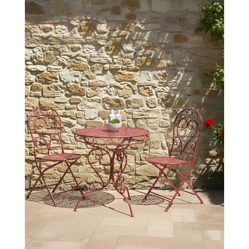 Lot De 2 Chaises De Jardin Albinia Métal Rouge Bordeaux