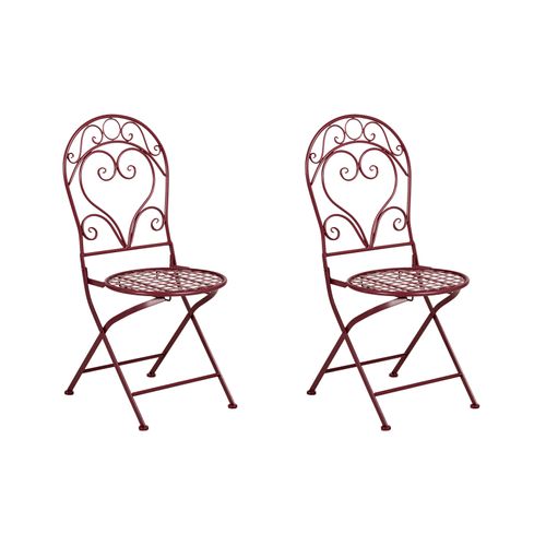 Lot De 2 Chaises De Jardin Albinia Métal Rouge Bordeaux