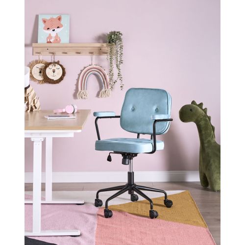 Chaise De Bureau Pawnee Velours Bleu Clair