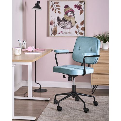 Chaise De Bureau Pawnee Velours Bleu Clair