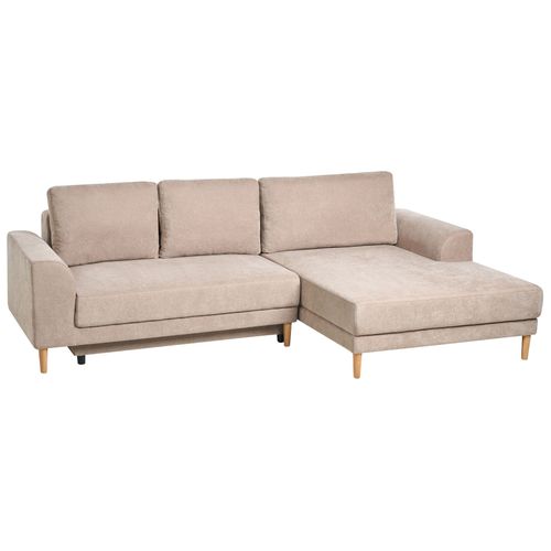 Canapé-lit D'angle 3 Places Nuborg Tissu Chenille Marron Clair Côté Gauche