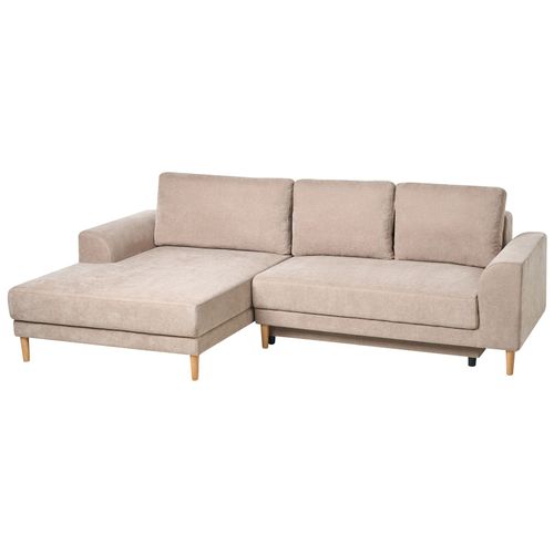 Canapé-lit D'angle 3 Places Nuborg Tissu Chenille Marron Clair Côté Droit