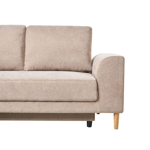 Canapé-lit D'angle 3 Places Nuborg Tissu Chenille Marron Clair Côté Droit