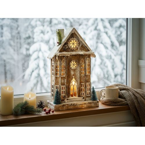 Décoration De Noël LED Unari Maison 50 Cm Marron Clair
