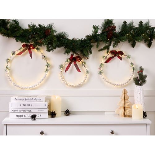 Lot De 3 Décorations Suspendues LED Keitele Couronne 25/30/35 Cm Blanc