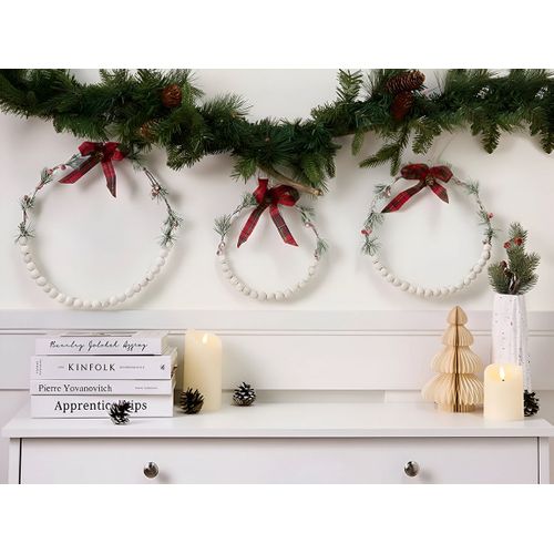 Lot De 3 Décorations Suspendues LED Keitele Couronne 25/30/35 Cm Blanc