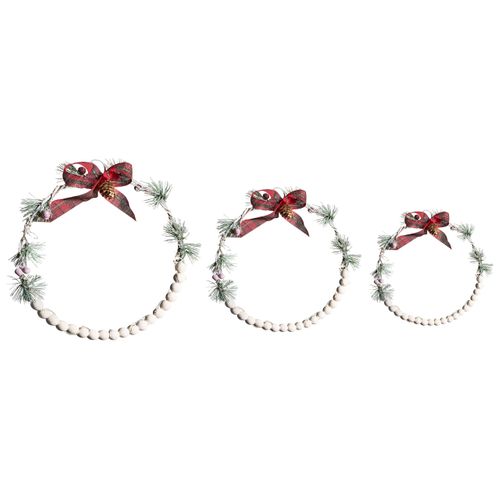 Lot De 3 Décorations Suspendues LED Keitele Couronne 25/30/35 Cm Blanc