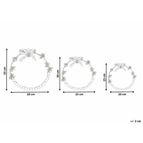 Lot De 3 Décorations Suspendues LED Keitele Couronne 25/30/35 Cm Blanc