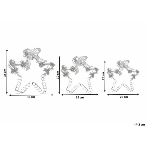 Lot De 3 Décorations Suspendues LED Kallavesi Étoile 25/30/35 Cm Blanc