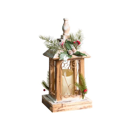 Lanterne LED Saima Motif De Noël 40 Cm Marron Foncé