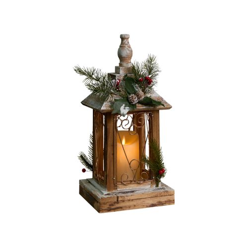 Lanterne LED Saima Motif De Noël 40 Cm Marron Foncé