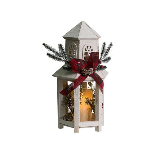 Lanterne LED Savivesi Motif De Noël 38 Cm Blanc