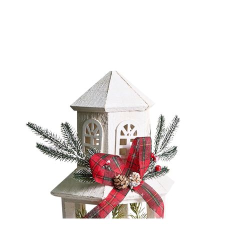 Lanterne LED Savivesi Motif De Noël 38 Cm Blanc