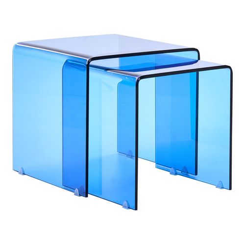 Lot De 2 Bout de canapé Kendall Verre De Sécurité Bleu