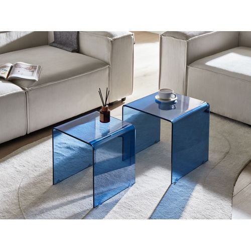 Lot De 2 Bout de canapé Kendall Verre De Sécurité Bleu