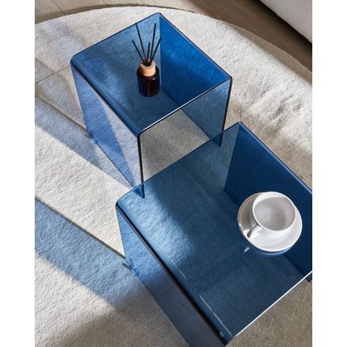 Lot De 2 Bout de canapé Kendall Verre De Sécurité Bleu