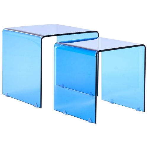 Lot De 2 Bout de canapé Kendall Verre De Sécurité Bleu