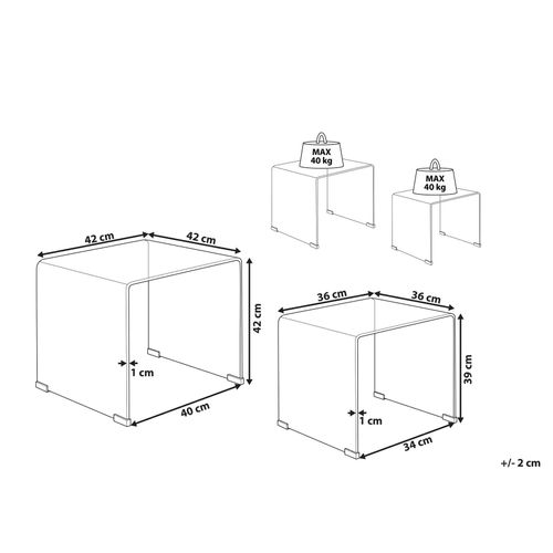 Lot De 2 Bout de canapé Kendall Verre De Sécurité Bleu