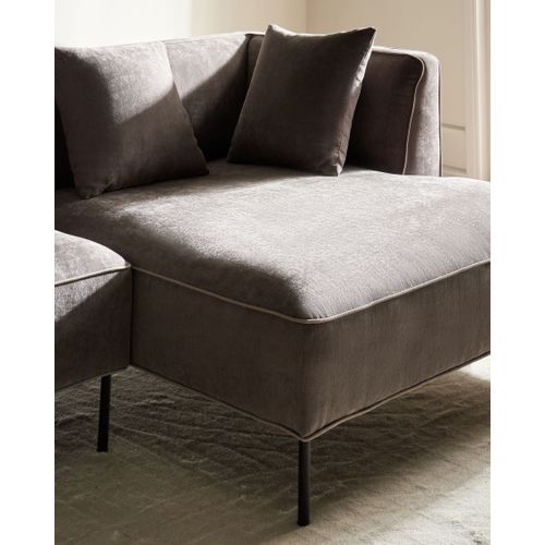 Canapé D'angle 3 Places Sater Tissu Chenille Taupe Côté Gauche